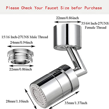720 Degree Swivel Kitchen Sink Faucet Aerator, Dual Function Filter Faucet Head, 720 Rotating Faucet Extender for Bathroom, Flexible Faucet Sprayer Attachment