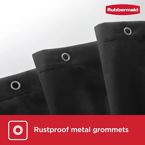 Rubbermaid Black Shower Curtain Liner: Waterproof Fabric Shower Liner for Bathroom, with 2 Magnets and Rustproof Grommets, 70x72, Standard Size, Black - color: Black