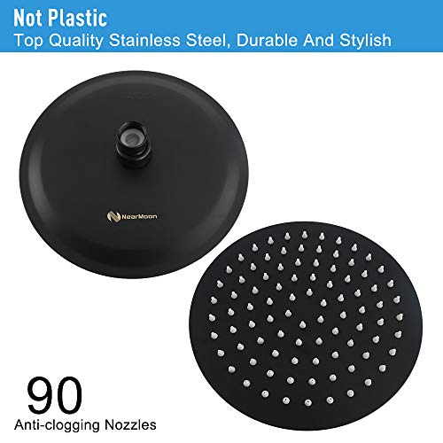 NearMoon Rain Shower Head, Ultra-Thin Design-Pressure Boosting, Awesome Some Experience, High Flow Stainless Steel Rainfall Head (8 Inch,Matte Black) - color: Matte Black, size: 8 Inch