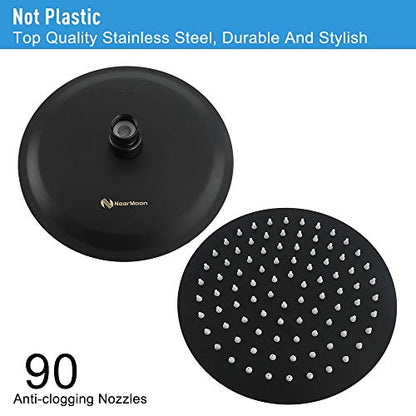 NearMoon Rain Shower Head, Ultra-Thin Design-Pressure Boosting, Awesome Some Experience, High Flow Stainless Steel Rainfall Head (8 Inch,Matte Black) - color: Matte Black, size: 8 Inch