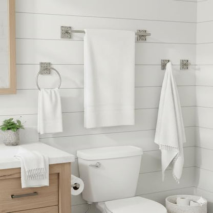 Autumn Alley 5 Pieces Nickel Bathroom Accessories Set, Wall Mounted – Silver Toilet Paper Holder, Chrome Bath Towel Holder, Brushed Nickel Towel Ring & Silver Bathroom Hardware Set Complete - color: Silver Brushed Nickel