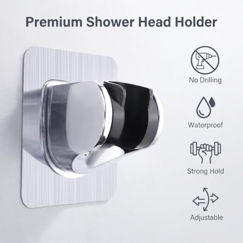 2 Pcs Adjustable Suction Cup Shower Head Holder Removable No Drill for Bath | Strong Suction, Punch-Free, Drill Free, Adhesive Suction Cup, For Shower Wand & Hose