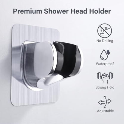 2 Pcs Adjustable Suction Cup Shower Head Holder Removable No Drill for Bath | Strong Suction, Punch-Free, Drill Free, Adhesive Suction Cup, For Shower Wand & Hose