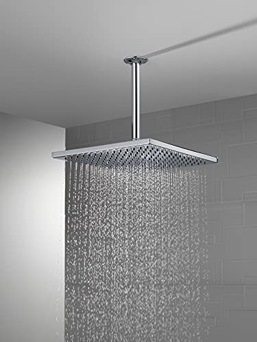 Delta Chrome Rain Shower Head, Single Setting 12 Inch Square Shower Head, Showerheads, 2.5 GPM Flow Rate, Lumicoat Chrome 52159-PR25 - color: Chrome