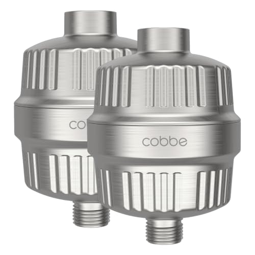 Cobbe HD HEAVY DUTY High Output Shower Filter 2 Pack – 99% REMOVAL Shower Head Filter for Hard Water, Heavy Metals, Chlorine and Harmful Substance, Improve your skin and hair - Brushed Nickel - color: Shower Filter x 2 Brushed Nickel