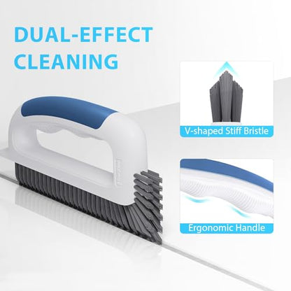 Lumkew Grout Cleaner Brush for Cleaning Floors Tile Scrub, Blue,1 Pcs | V Shape, Hard Bristle, Bathroom Shower Grout Cleaning Brush Scrubber - color: Blue