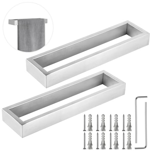 2 Pcs Bathroom Towel Rings, Square Brushed Wall Mounted Hand Towel Racks, Stainless Steel Towel Holders, Rectangular Modern Towel Stands