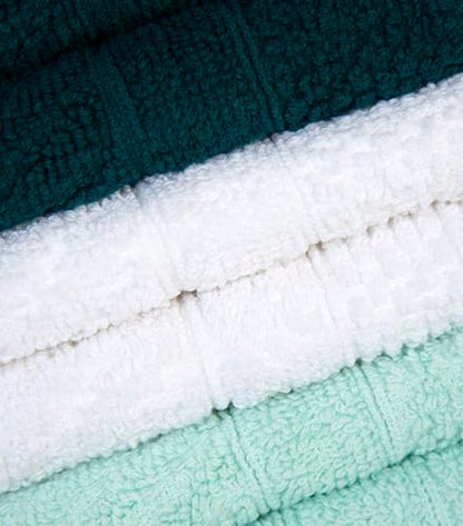 PH Pleasant Home Diagonal Wash Cloths Set - 12 Pack (12” x 12”) – 509 GSM - 100% Ring Spun Cotton Wash Cloth - Super Soft and Highly Absorbent Face Towels (Green, White & Mint) - color: Green, White & Mint, style: Diagonal