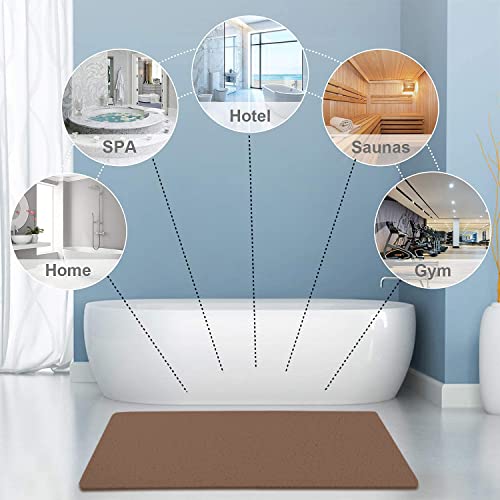 godehone Shower Mats Non Slip Without Suction Cups, PVC Loofah Bathroom Mats, Loofah Mats for Shower and Bathroom, Quick Drying, 23.6× 47.2 Inch, Brown - color: Brown, size: 47.2" x 23.6" (Rectangular)