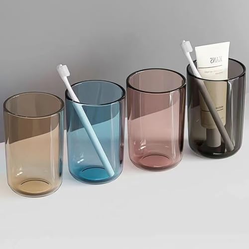 Translucent cup(Set of 2) - Reusable Drinking Glasses - Dishwasher Safe Tumbler - Toothbrush Organizer - Bathroom Tumbler Cup (Black & Teal)