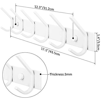 WEBI Coat Rack Wall Mount,Coat Hooks Wall Mounted,Coat Hanger Wall Hook Rack,6 Hooks for Hanging Coats,Jacket,Hats,Clothes,White - size: 6 Hooks