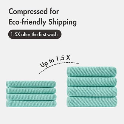 Madison Park 100% Zero Twist Cotton 4 Piece Bathroom Bath Towels, Turquoise | 30" x 56" Large Shower Towels, 500 GSM Diagonal Ribbed, Soft, Quick Dry, Highly Absorbent, Durable, Modern, OEKO TEX - color: Turquoise, size: 4 Piece Bath Towel Set
