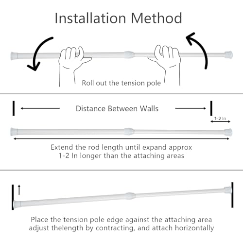 4 Pack Tension Rods, Shower Curtain Rods 7-11 inches Adjustable Spring Steel Cupboard Bars Tension Curtain Rod Shower Rod Closet Rod Tensions Rod,(White, 7-11 in-4 Pcs) - color: White, size: 7-11"-4Pcs