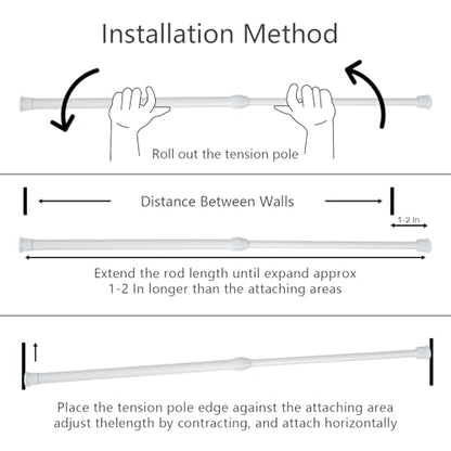 6 Pack Tension Rods, Shower Curtain Rods 7-11 inches Adjustable Spring Steel Cupboard Bars Tension Curtain Rod Shower Rod Closet Rod Curtain Rods for Windows, (White, 7-11 in-6 Pcs) - color: White, size: 7-11"-6Pcs