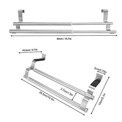 Retractable Towel Rack for Bathroom, Wall Mounted or Over The Door Adjustable Towel Bar, Stainless Steel Towel Holder for Kitchen, Space Saving Organizer for Towels and Robes
