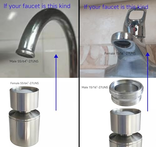 Brushed Nickel Rotate Sink Faucet Aerator.kitchen,bathroom faucet nozzle aerator,faucet extender, 360 degree swivel dual flow sprayer for sink tap head. - color: Brushed Nickel