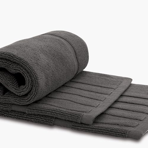 White Classic Luxury Bath Mat Floor Towel Set - Absorbent Cotton Hotel Spa Shower/Bathtub Mats [Not a Bathroom Rug] 22"x34" | 2 Pack | Charcoal - color: Charcoal