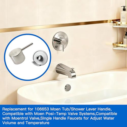 All Metal Replacement for Moen Tub/Shower Lever Handle, Compatible with Moen Posi Temp Shower Handle and for Cartridge,Single Handle Faucets for Adjust Water Volume and Temperature,Brushed Nickel - color: Brushed Nickel