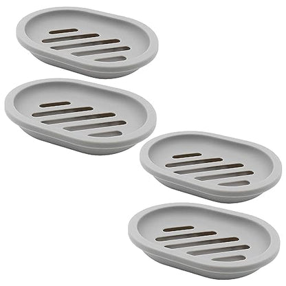 Topsky 4pcs Soap Dish with Drain, Soap Holder, Soap Saver, Easy Cleaning, Dry, Stop Mushy Soap (Grey) - color: Grey 4pcs