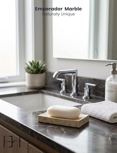 Marble Soap Dish for Shower | Real Marble Beige Travertine, Non-Slip Feet, Stone Bar Soap Saver, Holder Container for Bathroom Accessories Rectangular - size: Beige Travertine
