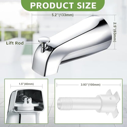 Enhon Tub Spout, Universal Fits 1/2'' Copper Pipe, 1/2'' IPS and 3/4'' IPS, Bathroom Bathtub Tub Faucet Replacement with Adapters (with Diverter,Chrome) - color: Chrome, style: with Diverter