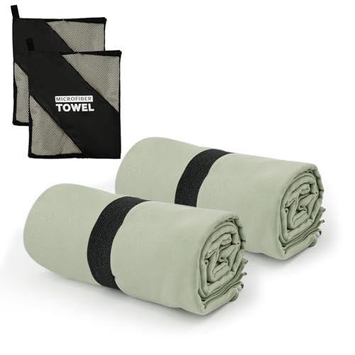Camping Towel S Size Lightweight Microfiber Fast Drying for Travel Face Hand Neck Body Sweat Towels(Army Green, 2 Pack S) - color: Army Green, size: 2 Pack S