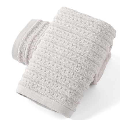 sense gnosis Light Grey Waffle Hand Towel Set of 2 Super Soft 100% Cotton Terry Striped Pattern Ultra Absorbent Hand Towel for Bathroom 13 x 29 Inch - color: Light Grey