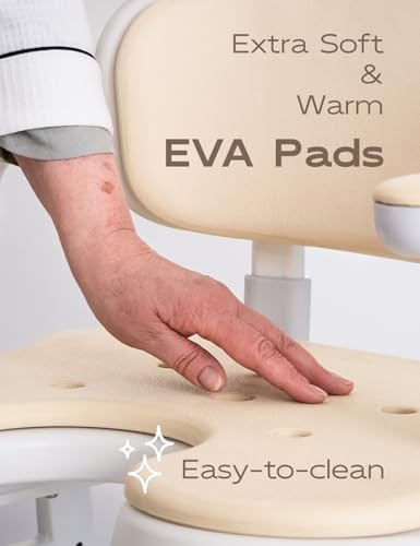 U-Shaped Shower Chair, Modular Arms & Back, 300 lb, Beige | Soft EVA padding, adjustable height, non-slip feet, tool-free setup, and a warm home-friendly look - color: Beige