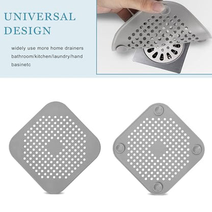 8-Pack Silicone Drain Hair Catcher – 5.5" Square Shower Drain Hair Catcher & Tub Drain Cover, Ultra-Thin Bathroom Tub Square Drain Hair Catcher, Easy-Clean Silicone Shower Drain Cover