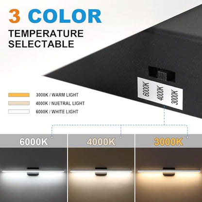 SineRise LED Modern Bathroom Vanity Light Bar (48-Inch, 3000K/4000K/6000K), Matte Black Dimmable Modern Acrylic Bathroom Wall Lighting Fixtures Over Mirror - color: Matte Black, size: 48-Inch