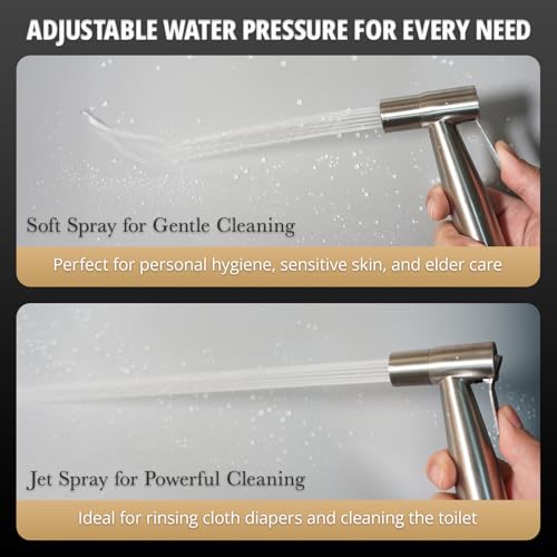 Handheld Bidet Sprayer for Toilet – Adjustable Water Pressure | Stainless Steel Jet Spray Kit with Bidet Hose - Feminine Wash, Muslim Shower, Diaper Cleaning (Stainless Steel, 1 Set) - color: Stainless Steel, size: 1 Set