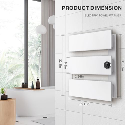 K&KALONZO Electric Towel Warmer Wall Mounted, Fast Heat in 2 Min, NTC Safety | 5 Timers & 3 Heat Levels Control, 2H Rapid Dry, Plug-In/Hardwired, Anti-Scald, Aluminum Heated Towel Rack for Bathroom, K3RW - color: White, size: 3-Bar