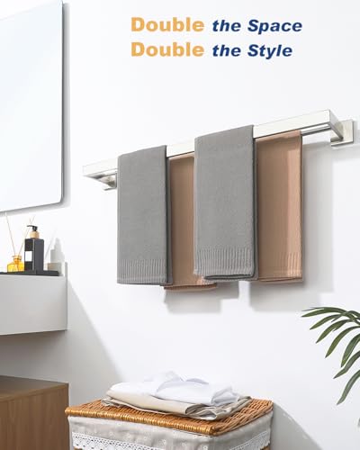 Alise Double Towel Bar, 32" SUS304 Stainless Steel Towel Racks for Bathroom, Long Bathroom Towel Rack Wall Mounted, Heavy Duty Towel Holder, Brushed Nickel - color: Brushed Nickel, size: Double 32 Inch