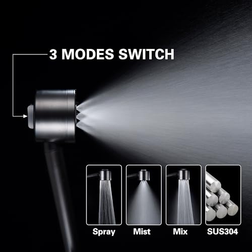 Black Shower Faucets Sets Complete, Shower Fixtures, Shower System with 8 Inches Rainfall Shower Head And 3-function High Pressure Handheld, Built- in Brass Valve with Box - style: 8-inch Black