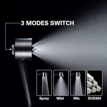 Black Shower Faucets Sets Complete, Shower Fixtures, Shower System with 8 Inches Rainfall Shower Head And 3-function High Pressure Handheld, Built- in Brass Valve with Box - style: 8-inch Black