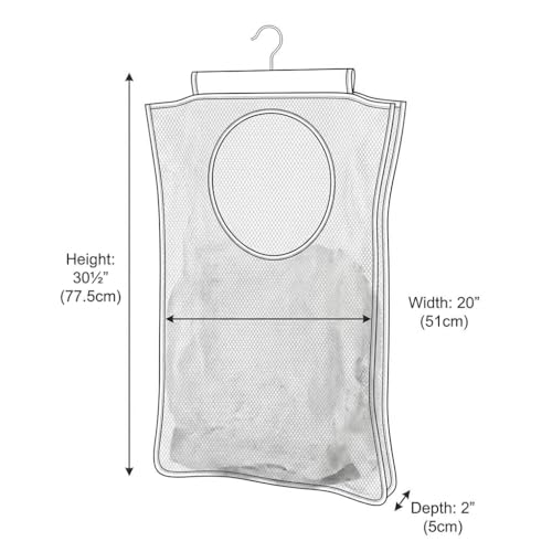 Hanging Laundry Hamper 2 Pack with Bottom Zipper & Sturdy Hooks, Large Capacity Mesh Foldable Over The Door Laundry Bag, Space Saving Storage for Bathroom Bedroom Closet Dorm RV Apartment Small Spaces