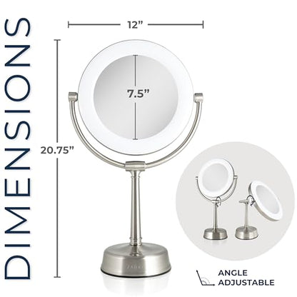 Zadro 12" Lexington LED Lighted Makeup Mirror with Magnification & Infinity Dimmer Touch Pad (Large | 12" x 20.75" | 10X/1X, Rose Gold) - color: Rose Gold