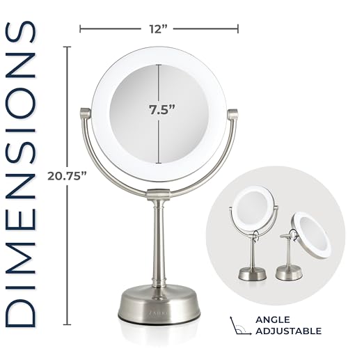 Zadro 12" Lexington LED Lighted Makeup Mirror with Magnification & Infinity Dimmer Touch Pad (Large | 12" x 20.75" | 10X/1X, Chrome) - color: Chrome