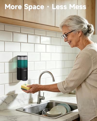 AIKE Automatic Soap Dispenser IPX7 Waterproof 13.5oz Matte Black | No-Drill and Screws for Mounting,Space Saving,Adjustable 5 Levels Precise Dispense for Bathroom,Easy Refill Wide Opening - color: Matte Black Stainless Steel