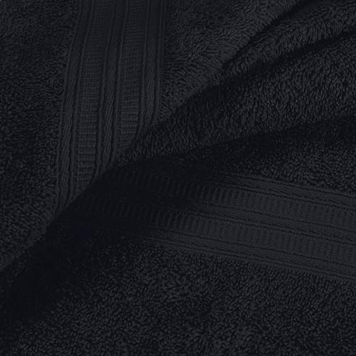 BOUTIQUO 6 Pack Cotton Towel Set, Contains 2 Bath Towels 27x54 inch, 2 Hand Towels 16x24 inch & 2 Wash Coths 12x12 inch, Ideal Everyday use, Ultra Soft Compact & Lightweight - Black - color: Black, size: 6 Piece Towel Set