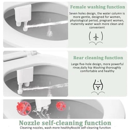 Sitz Bath for Toilet, Bidet Attachment for Toilet, Toilet Bidet Attachment, Bidet Sprayer with Dual Nozzle, Bidet Spray Adjustable Pressure for Feminine/Posterior Wash