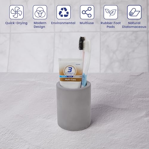 Drying Stone Toothbrush Holder, Diatomite Toothbrush Holders for Bathroom Counter, Quick Drying Electric Toothbrush and Toothpaste Holder Bathroom Organizer, Dark Grey - color: Dark Grey