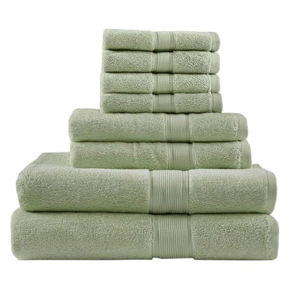 Madison Park 800GSM 100% Cotton Bathroom Bath Towel Set of 8, Sage Green | Long Staple, Highly Absorbent, Durable Hotel Spa Quality, Quick Dry, Double Stitched Hems, Lint Reducing, OEKO-TEX Certified - color: Sage Green, size: Multi-Sizes