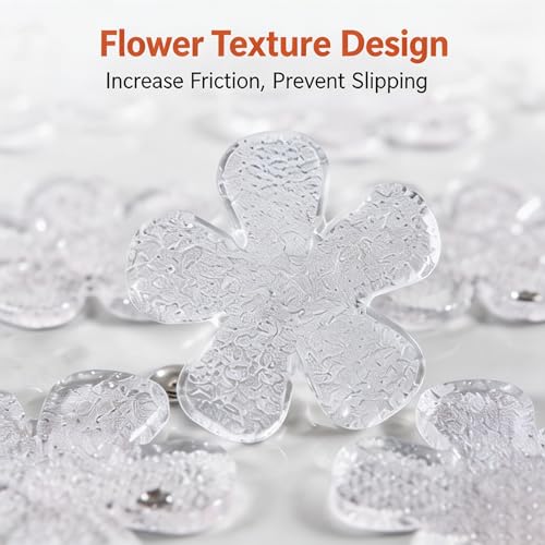 12 Pack Clear Non-Slip Shower Stickers, Bathtub Safety Appliques with Powerful Adhesive, Ideal for Kids, Adults and Seniors, Free Scraper Included