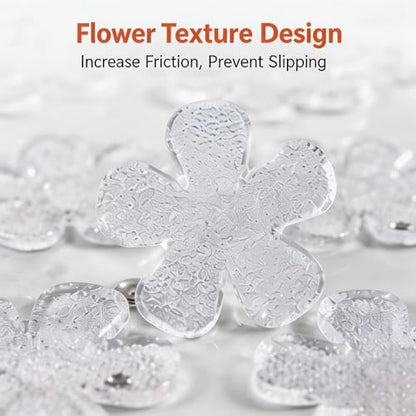 12 Pack Clear Non-Slip Shower Stickers, Bathtub Safety Appliques with Powerful Adhesive, Ideal for Kids, Adults and Seniors, Free Scraper Included
