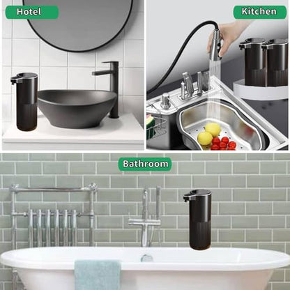 Automatic Soap Dispenser, Touchless Foaming Soap Dispenser Bathroom,Upgrade Hand & Dish Electric Dispenser Adjustable Waterproof Wall Mount Kitchen Auto Soap Pump for Thin & Thick Liquid(Black) - color: Black, style: Foam