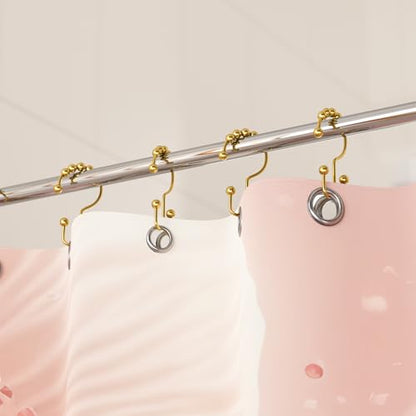 Titanker Shower Curtain Hooks Rings Gold, Metal Double Glide Shower Hooks Rings for Bathroom Shower Rods Curtains, Set of 12 Hooks - Dark Gold - color: Dark Gold, style: Modern