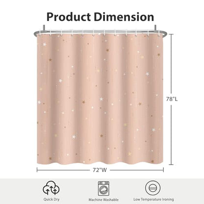 Starry Night Shower Curtain, Waterproof Shower Curtains for Bathroom, Cloth Star Shower Curtain Set with Hooks, Peach Pink Celestial Space Shower Curtains, 72x78 Inches - color: Starry Night - Peach Pink, size: 72"W x 78"L (Pack of 1)