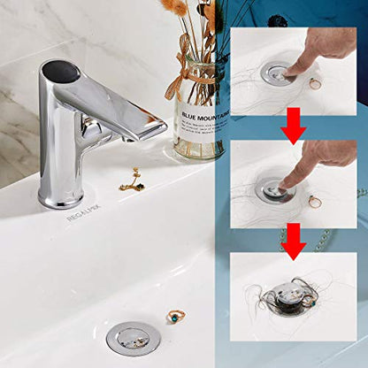 REGALMIX Pop Up Drain, Bathroom Faucet Vessel Vanity Sink Drain Stopper, Built-in Anti-Clogging Strainer, Polished Chrome Without Overflow,Fits Standard American Drain Hole(1-1/2" to 1-3/4") R085A-CP - color: Chrome, size: Without Overflow