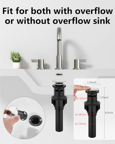 Brushed Nickel Bathroom Faucet 3 Hole, 8 Inch Widespread 2-Handle | SUS304 Stainless Steel, 2-Handle Control, Pop-Up Drain, Supply Lines and Mounting Hardware for 8-Inch Widespread Vanity Sinks - color: Brushed Nickel